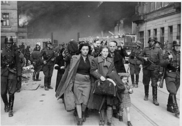 Scene from the Warsaw Ghetto Uprising (Wikimedia Commons)