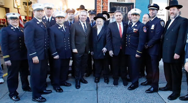 The Ner Tamid executive board stands with This is our executive board with our now-First Deputy Commissioner Mark Guerra.
