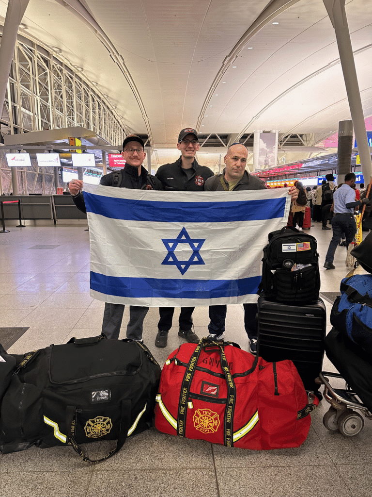 Ner Tamid firefighters at Ben Gurion Airport in Israel (courtesy)