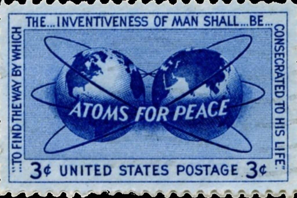 Atoms for Peace U.S. postage stamp, from 1955.