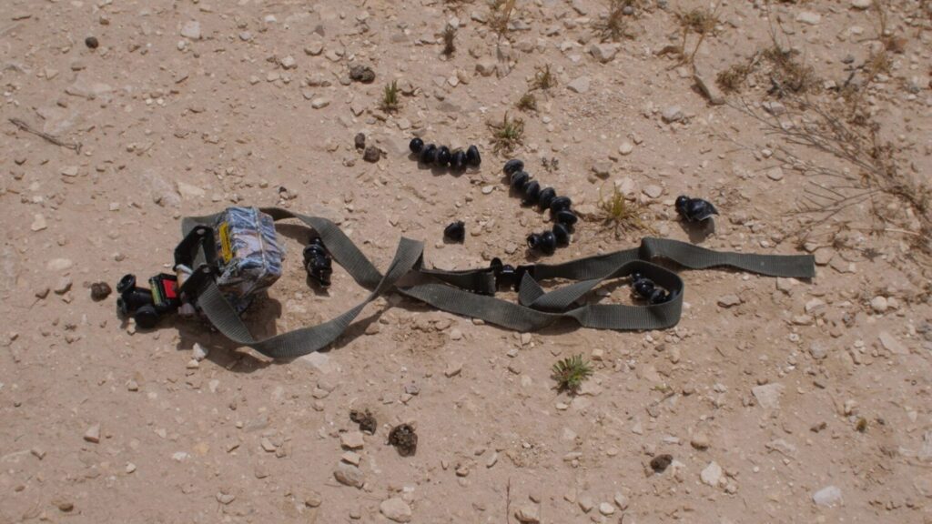 One of Dax’s trail cameras, broken into pieces. Photo by Yuval Dax