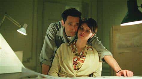 Felicity Jones and Adrien Brody in "The Brutalist."