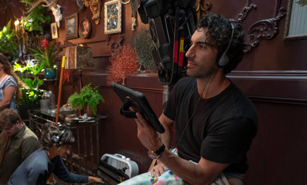 Director Justin Baldoni on the set of "It Ends with Us"