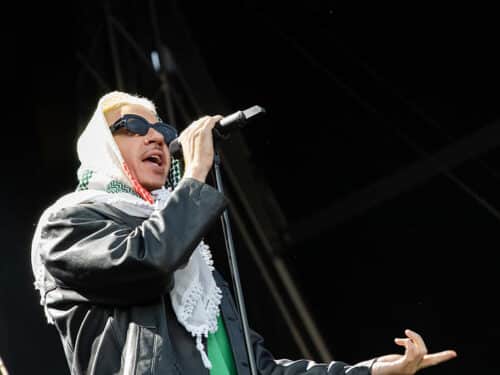 DUBLIN, IRELAND - JUNE 04: Macklemore performs at St Anne's Park on June 04, 2025 in Dublin, Dublin. (Photo by Kieran Frost/Redferns)