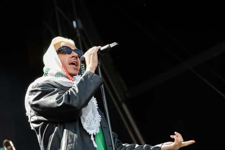 DUBLIN, IRELAND - JUNE 04: Macklemore performs at St Anne's Park on June 04, 2025 in Dublin, Dublin. (Photo by Kieran Frost/Redferns)