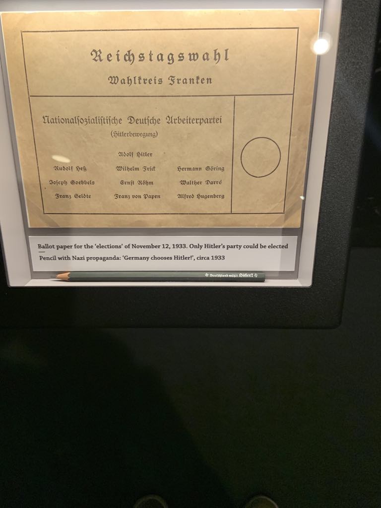 A 1933 ballot where Adolf Hitler's name is prominent and there is only one choice of what party to vote for. (Alan Zeitlin)