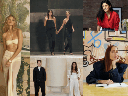 (From left to right) Shani Shemer, Becky Cooper and Bridget Yorston, Marc and Camila Freeman, Nili Lotan, and Ronny Kobo.