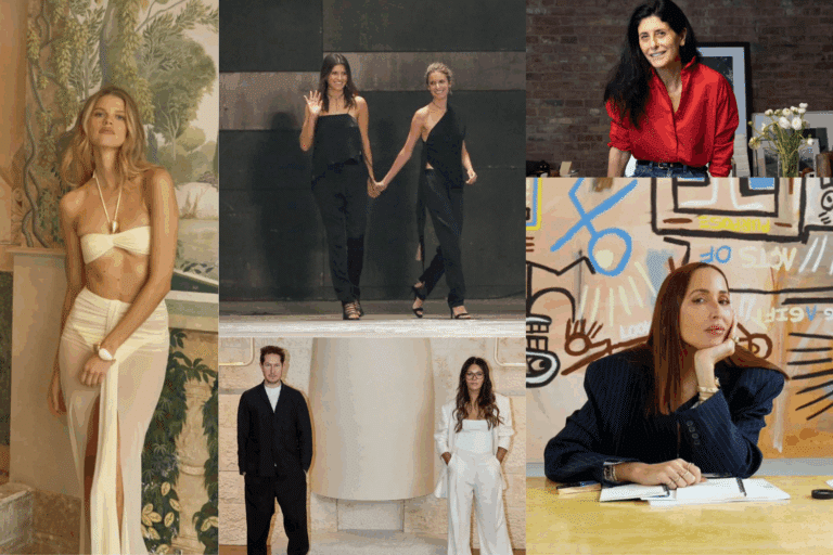 (From left to right) Shani Shemer, Becky Cooper and Bridget Yorston, Marc and Camila Freeman, Nili Lotan, and Ronny Kobo.