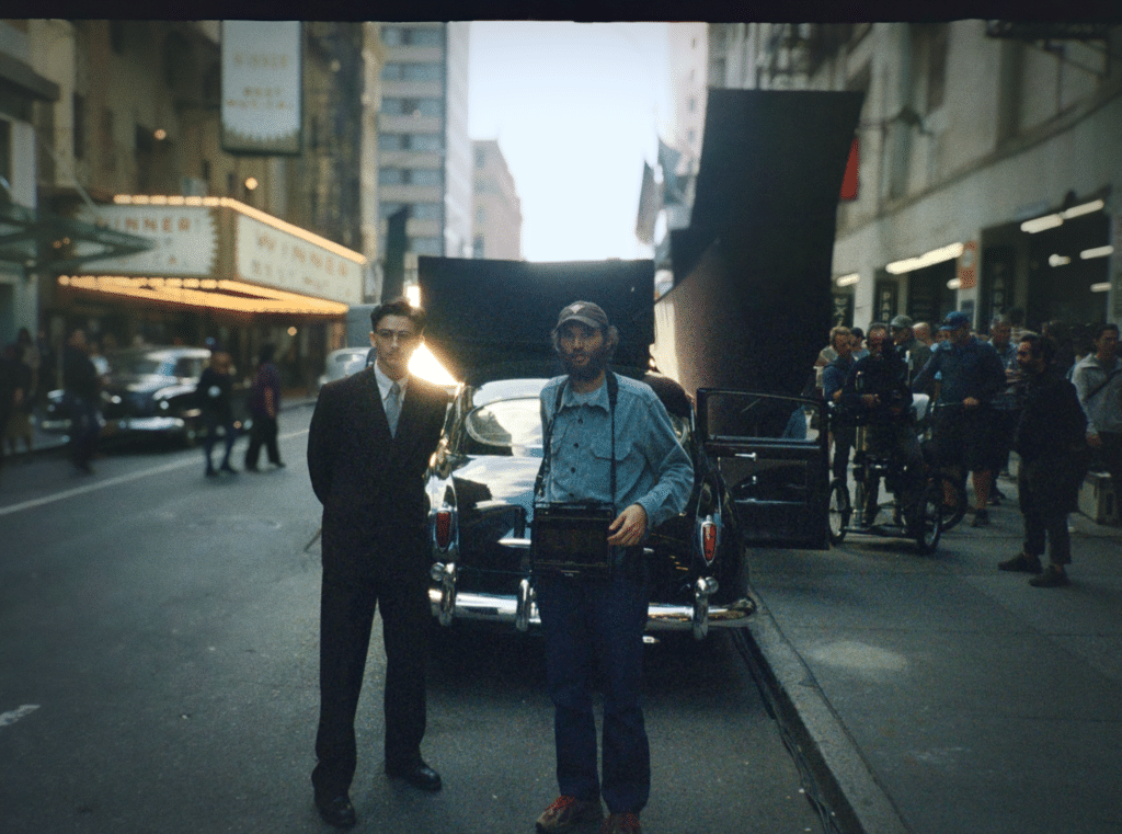 Timothée Chalamet and Josh Safdie shooting "Marty Supreme" (A24)