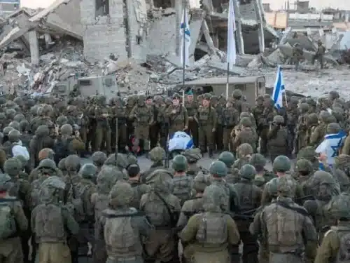IDF Chief of Staff Lt. Gen. Eyal Zamir joins troops for to honor hostage Master Sgt. Ran Gvili after his body was recovered in Gaza City, on January 26, 2026. (Israel Defense Forces)
