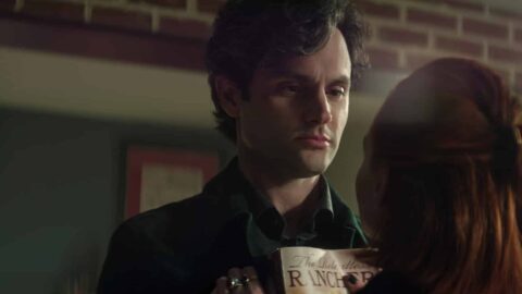 Penn Badgley as Joe Goldberg, Madeline Brewer as Bronte in "You" (Netflix)