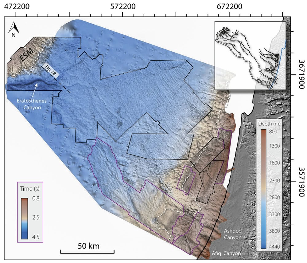 A map of the Eratosthenes Canyon. Photo via Geological Survey of Israel