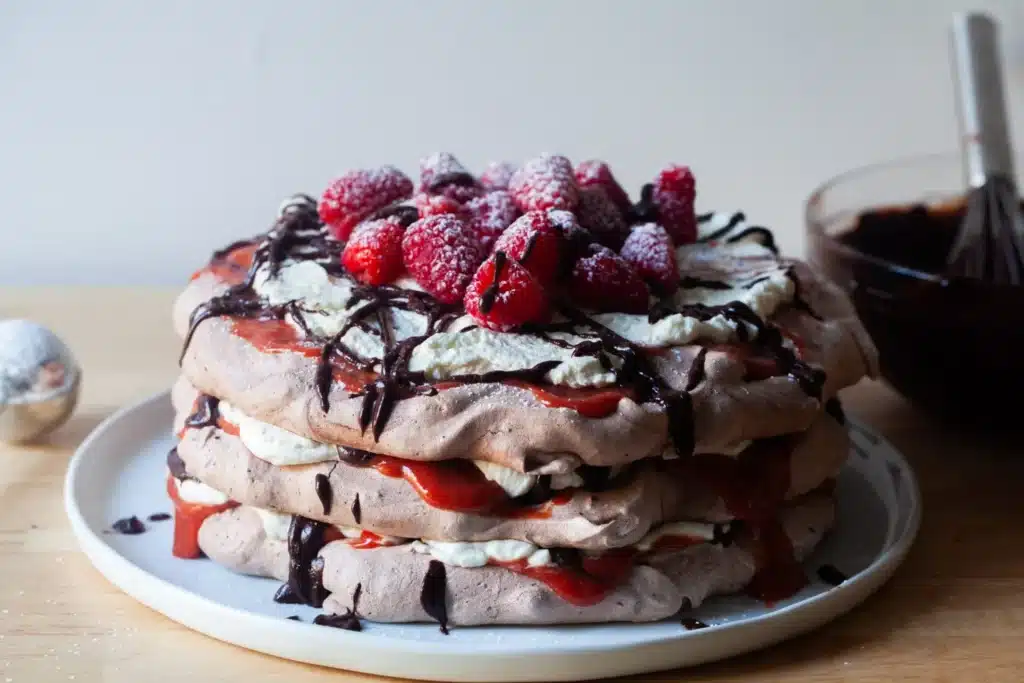 Chocolate Raspberry Pavlova Stack (Smitten Kitchen)