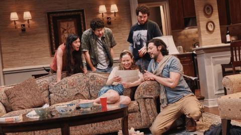 1. Jewish friends reminisce in "Birthright" a new play at the MCC Theater in Manhattan. (Emilio Madrid)