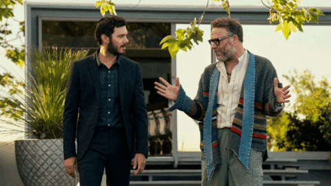 Adam Brody and Seth Rogen in "Nobody Wants This" (Netflix)