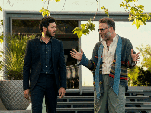Adam Brody and Seth Rogen in "Nobody Wants This" (Netflix)