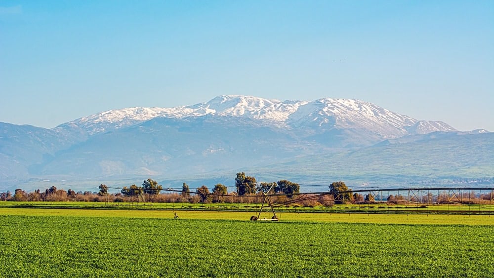 A view towards the snowy peaks of Mount Hermon in Israel. Photo by Ilya Zuskovitch via Shutterstock