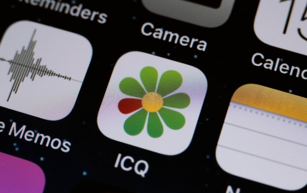 The logo of ICQ on an Apple phone in Russia in 2018. Photo by Alexandra Popova, Shutterstock