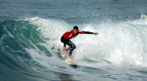 Photo by Shay Levy/Flash90. Surfing on Bat Galim beach in Haifa.